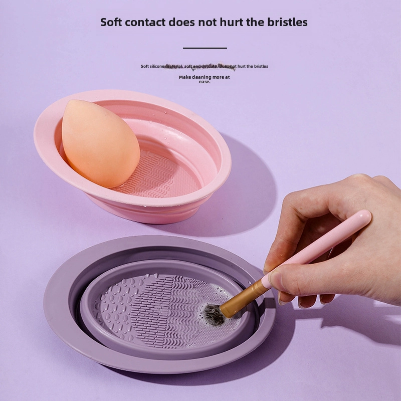 Factory Makeup Brush Cleaner Washing And Drying Integrated Three-piece Set Washing Bowl Powder Puff Air Cushion Beauty Egg Cleaner