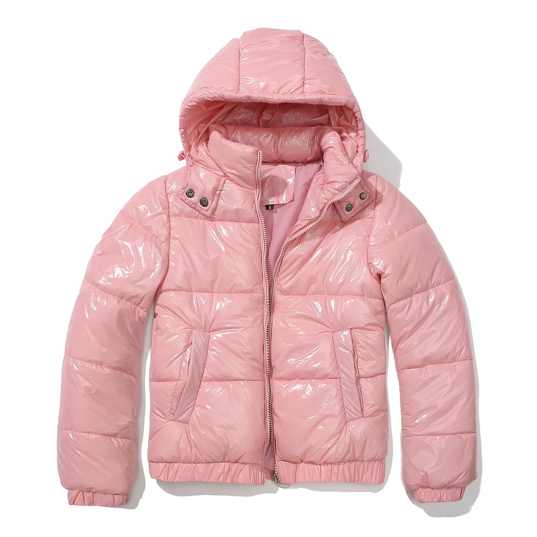 PASUXI New Arrival Winter Trend Hooded Jacket 20D Anti-Splash Shiny Casual Zipper Up Bread Cotton Jacket Plus Size Women's Coats