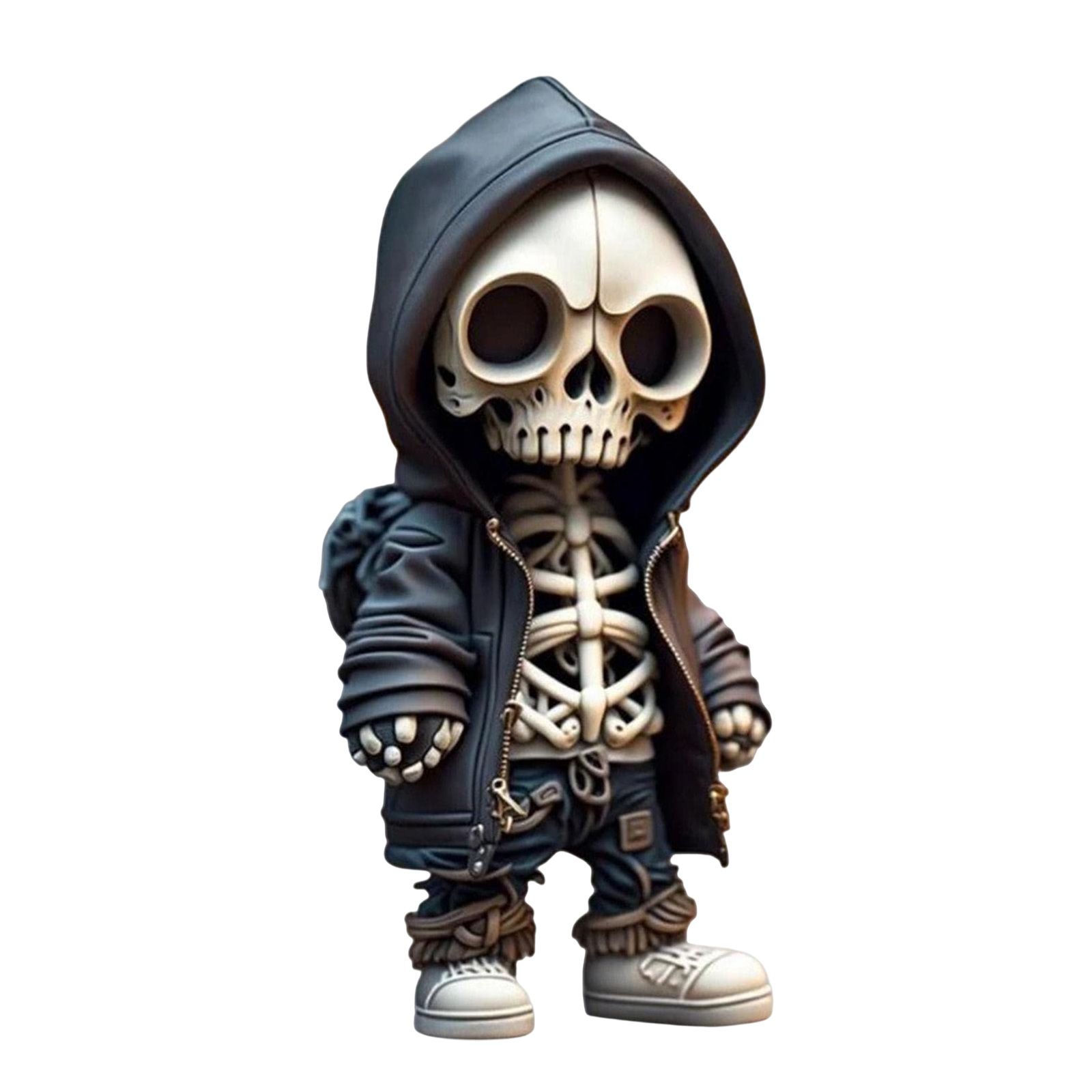 Resin Halloween Skull Dolls Crafts Gothic Sweatshirt Skeleton Man Sculpture Art