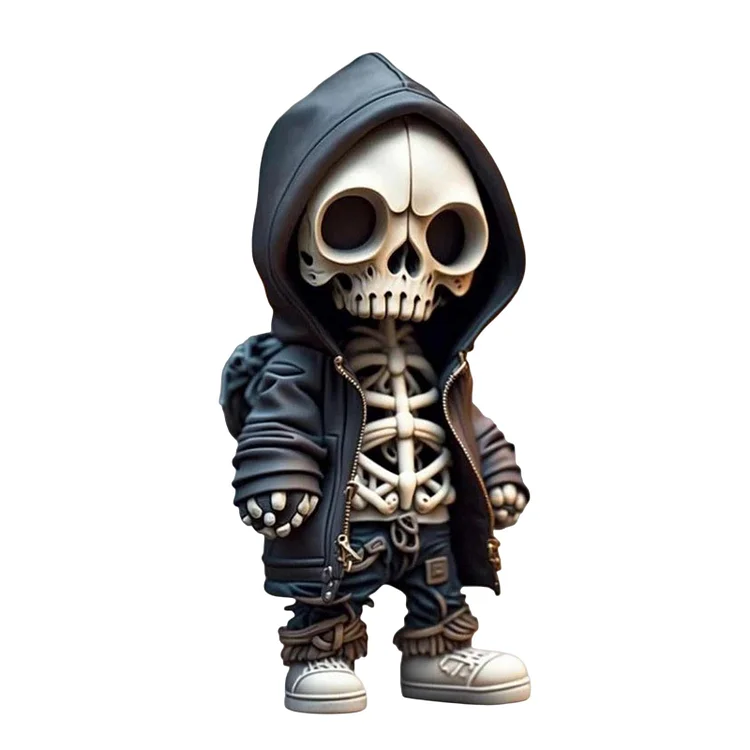Halloween Sweatshirt Skull Dolls Resin Crafts Gothic Skeleton Man Sculpture (A)