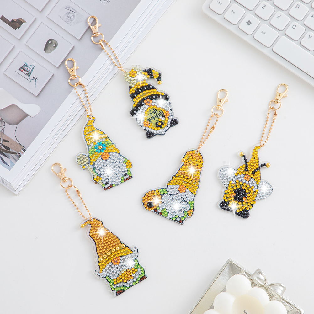 DIY Diamonds Painting Keychain Art Crafts Cartoon Key Ring Crystal for