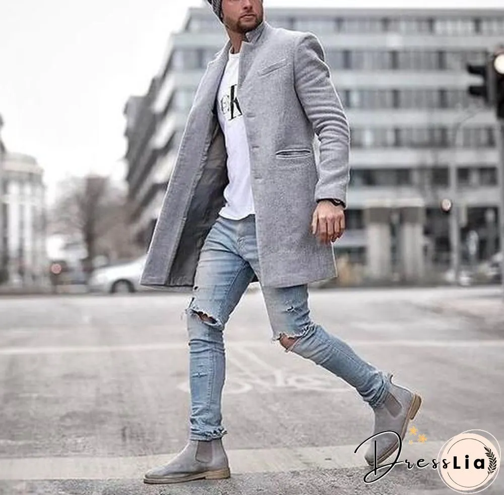 Autumn and winter fashion pure color long warm coat