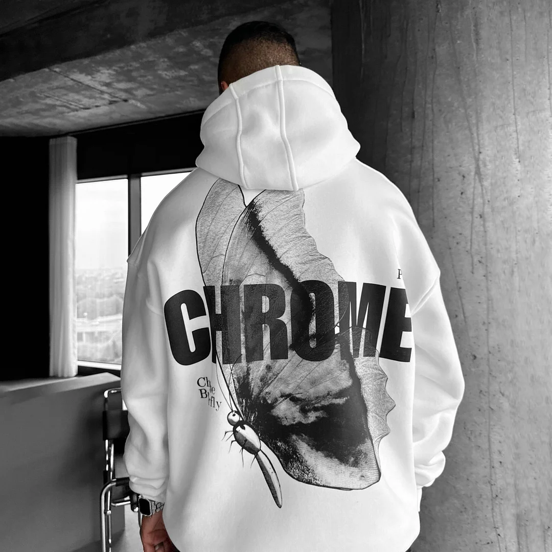 Oversize Chrome Butterfly Hoodie、、URBENIE