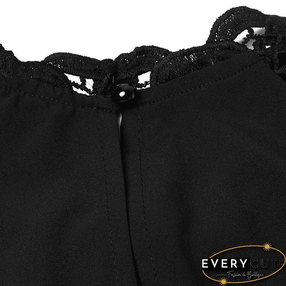 Women Blouse Sexy Sleeveless Lace OL Office Ladies Shirt Hollow Party Tops