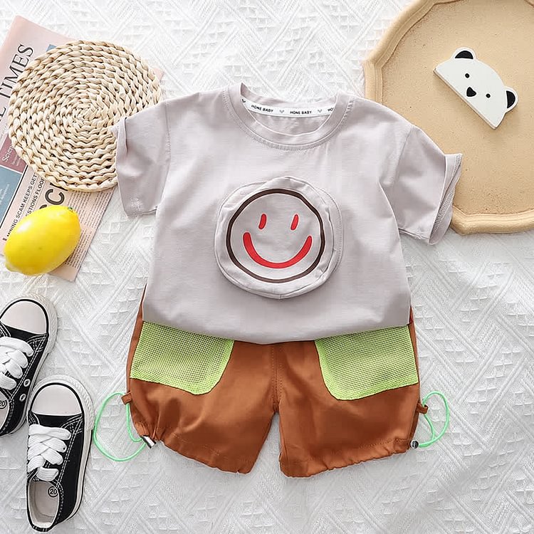 Toddler Boy Smiley Tee and Casual Shorts Set