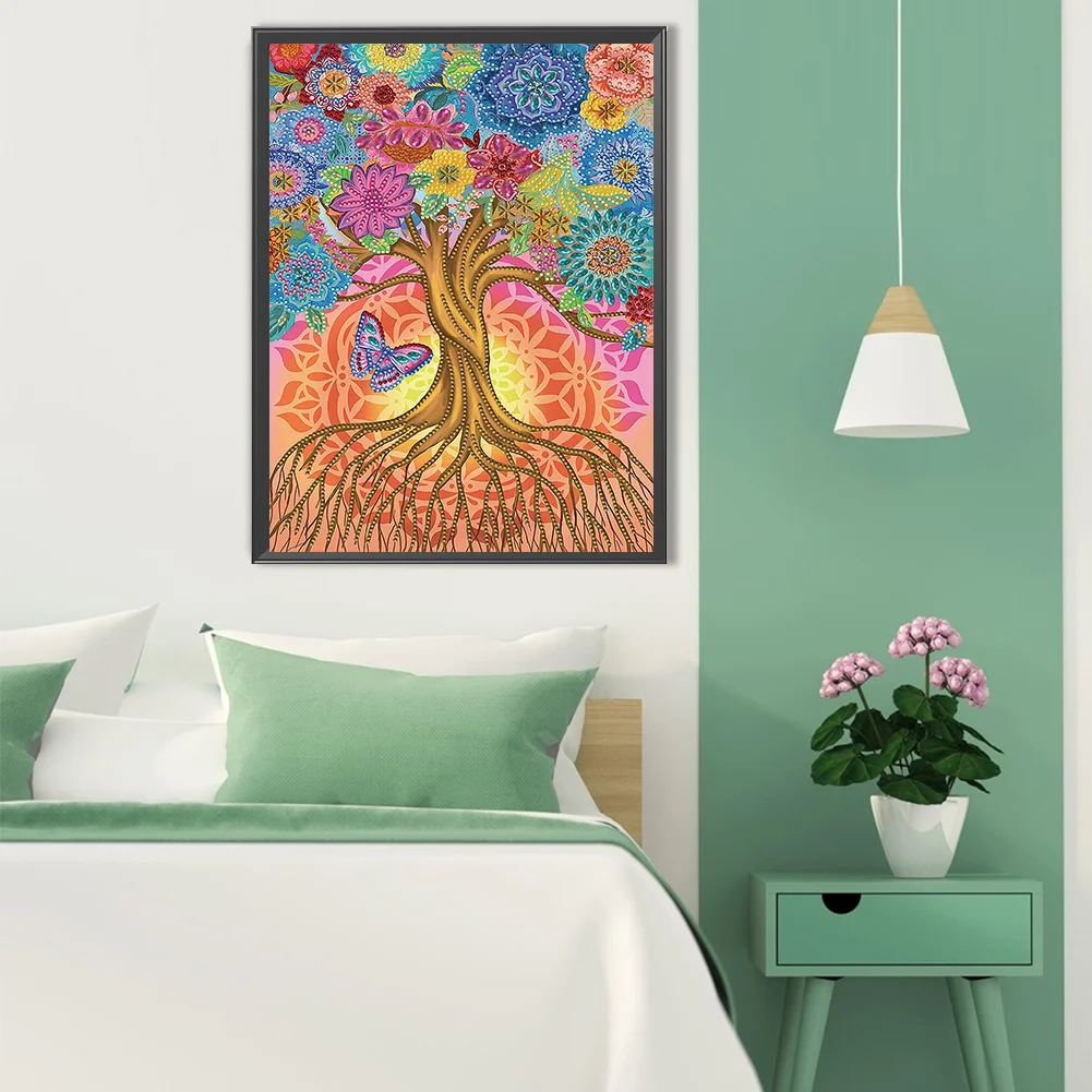 Special Shape Diamond Painting 30*40cm - Tree And Butterflies