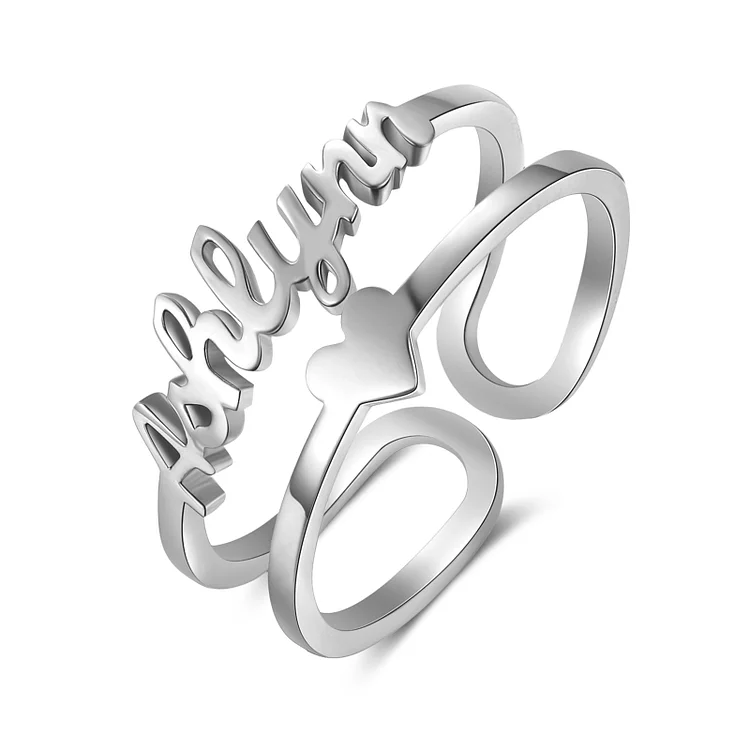 Heart Name Ring Personalized 1 Name Classic Rings for Her