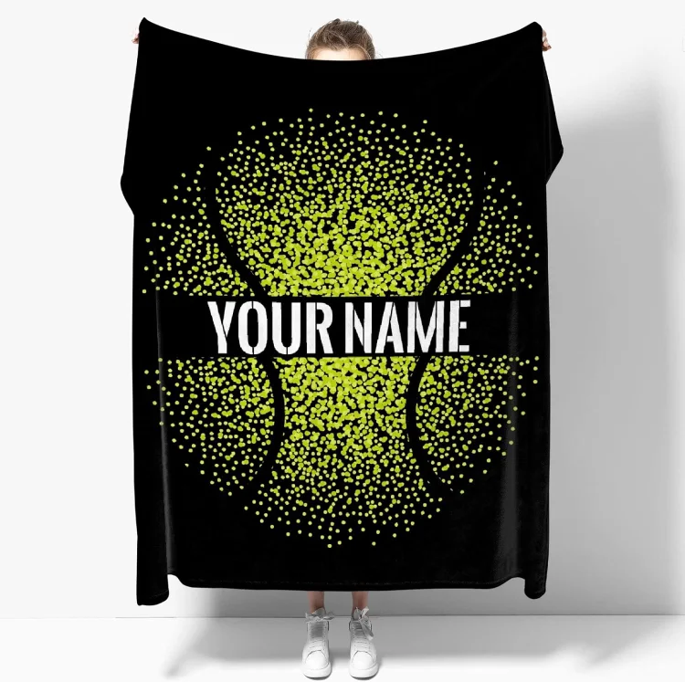 Personalized Tennis Blanket with Name Customized Blanket with Text | BKKid608