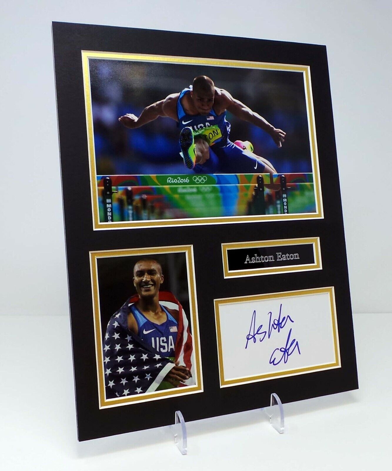 Ashton EATON Signed Mounted Photo Poster painting Display 2 AFTAL RD COA USA Olympic Athlete