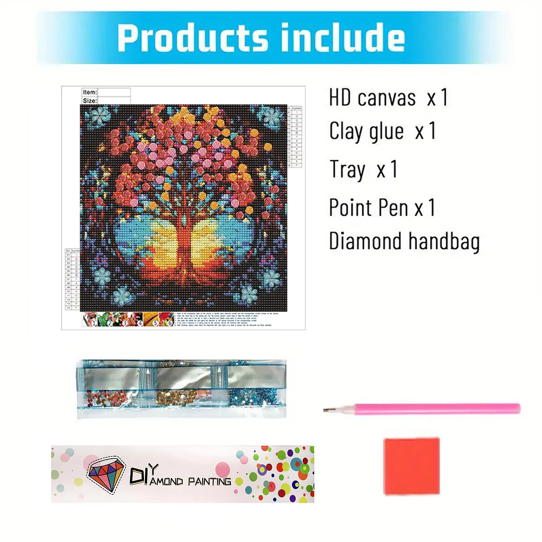 Flower Tree Silhouette Special Shaped 5D DIY Full Drill Diamond Painting Kits for Adults Beginners Home Decor Diamond Art Kit 11.81 X11.81inch