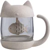 Kitten and fish teacup mug water cup cute and strange glass cup with lid