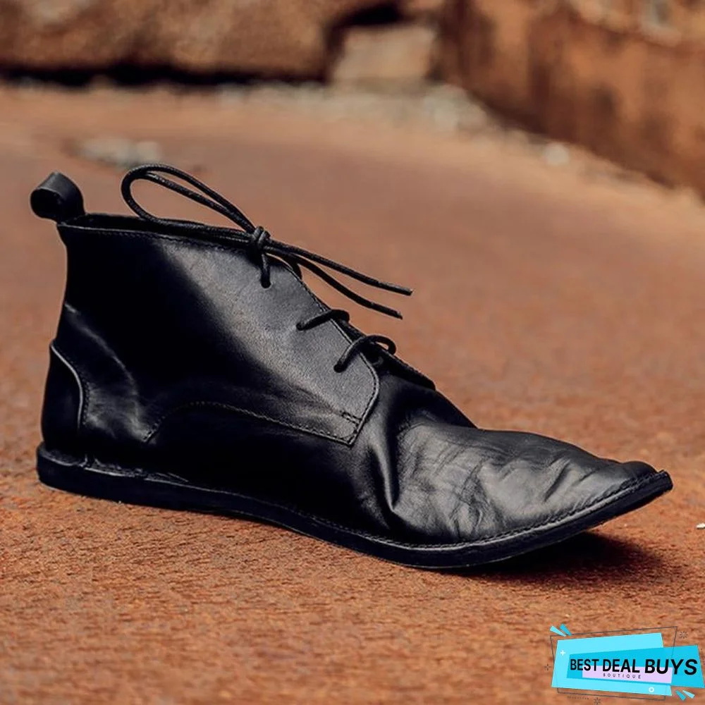 Men's Casual Soft Leather Lace Up Handcrafted Boots