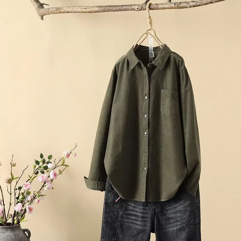 Athvotar Athvotar Women's Lint-Tuff Long-Sleeved Shirt Women's Cotton Comfortable Solid Shirt Women's Clothing In Autumn 2025