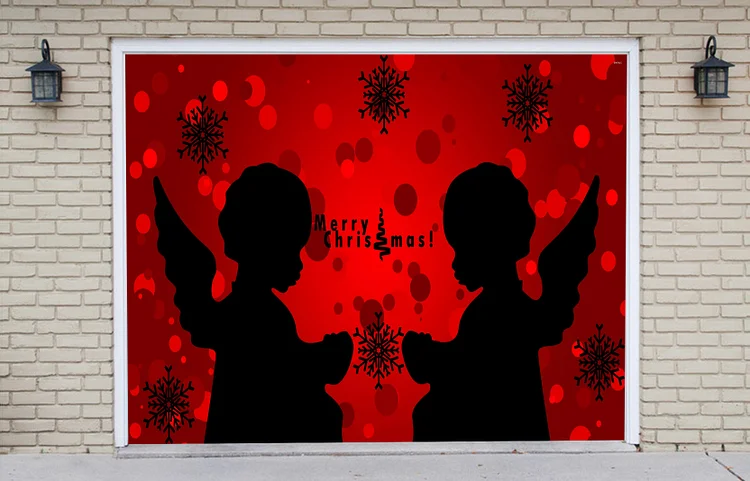 Cute Little Angel Christmas Garage Decor Billboard Door Mural