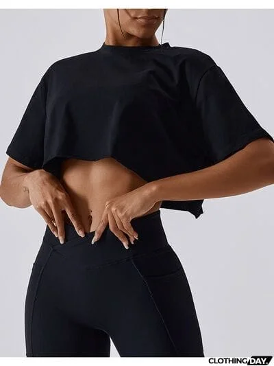 Cropped Round Neck Short Sleeve Active Top