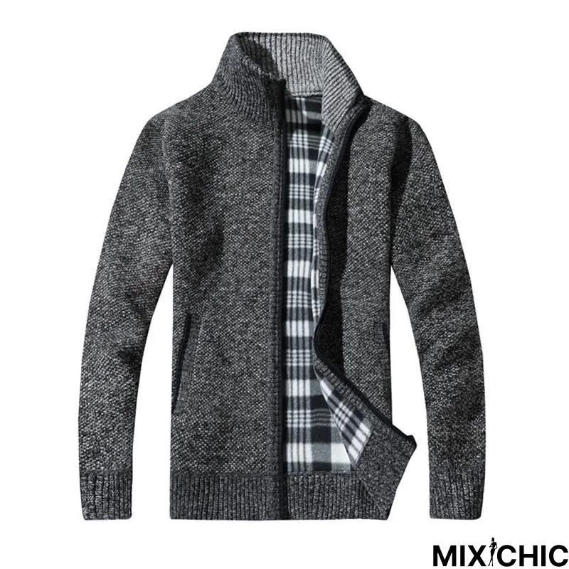 Men's Sweaters Autumn Winter Warm Thick Velvet Sweater Jackets Cardigan Coats Male Clothing Casual Knitwear