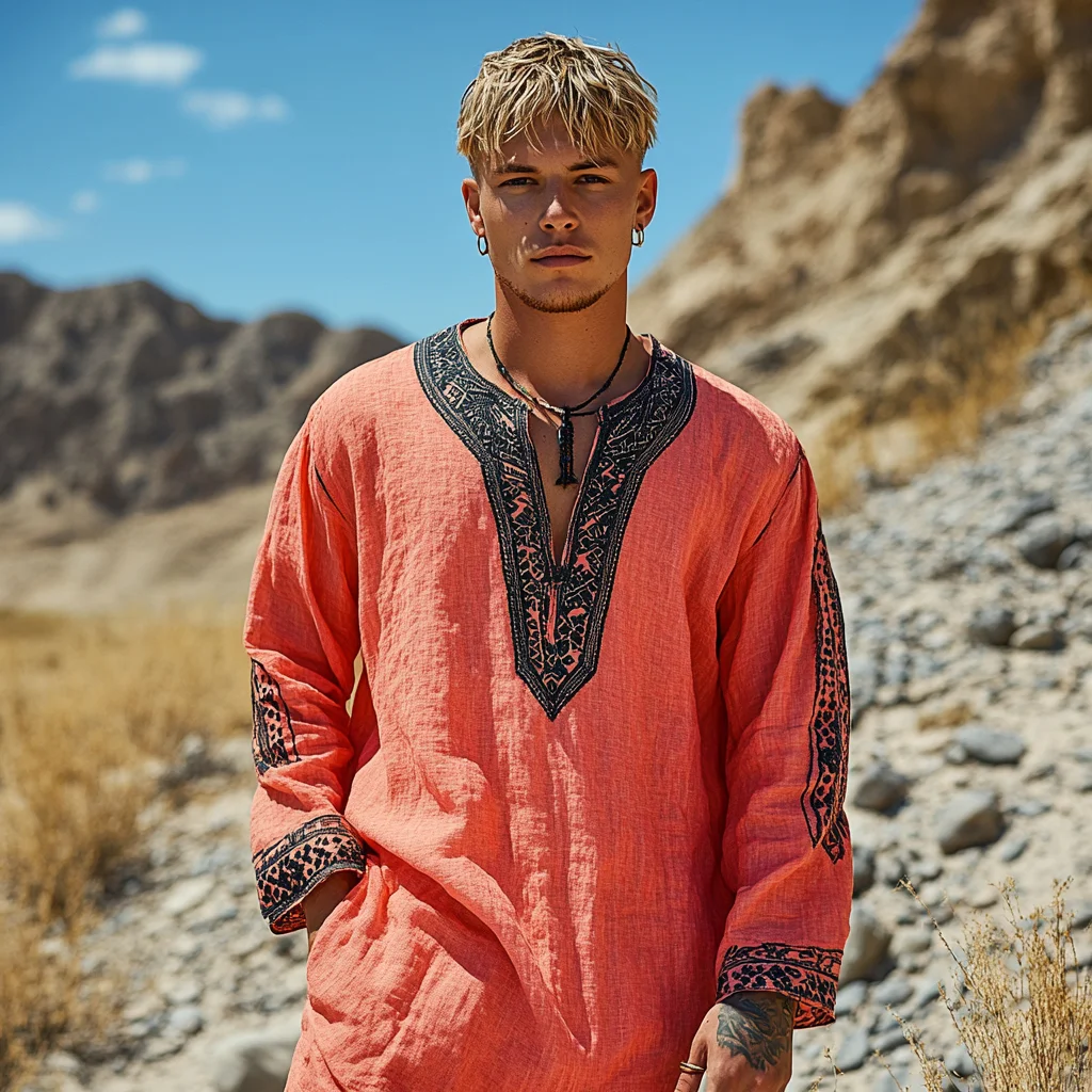 Men's Bohemian Linen Shirt-inspireuse