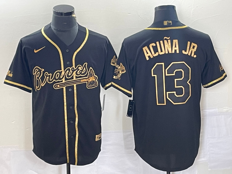Men's Atlanta Braves Ronald Acuna Jr. #13 Black Replica Player Jersey mysite