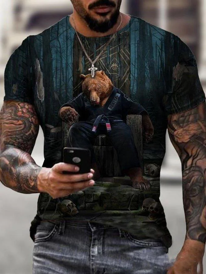 Men's casual loose print short sleeve T-shirt