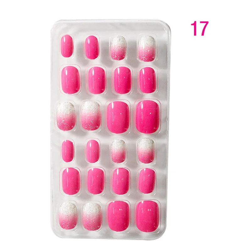 24PCS/box Children/adult Cartoon Candy Fake Nails Full Coverage Self-adhesive Nail Polish Cute Girl Manicure Decoration CL02