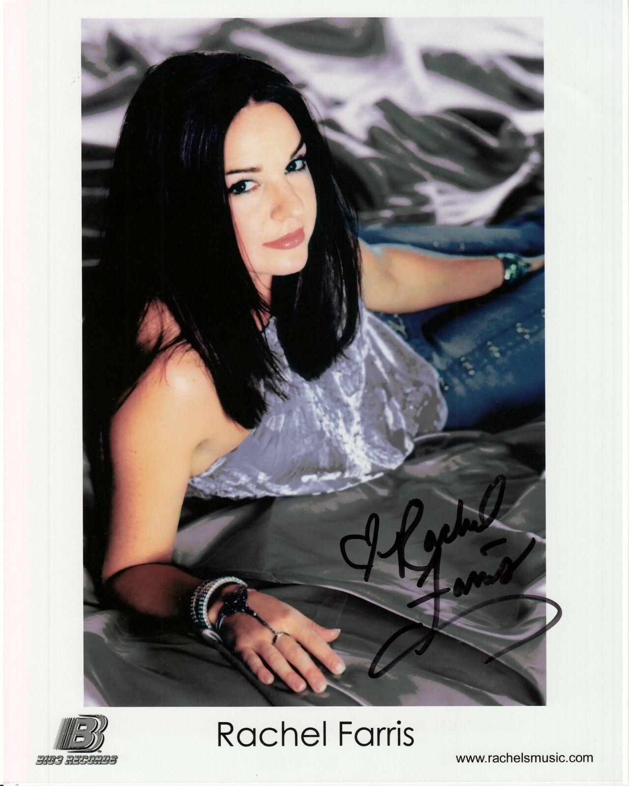 RACHEL FARRIS hand-signed SEXY ORIGINAL RECORD LABEL 8x10 closeup w/ UACC RD COA