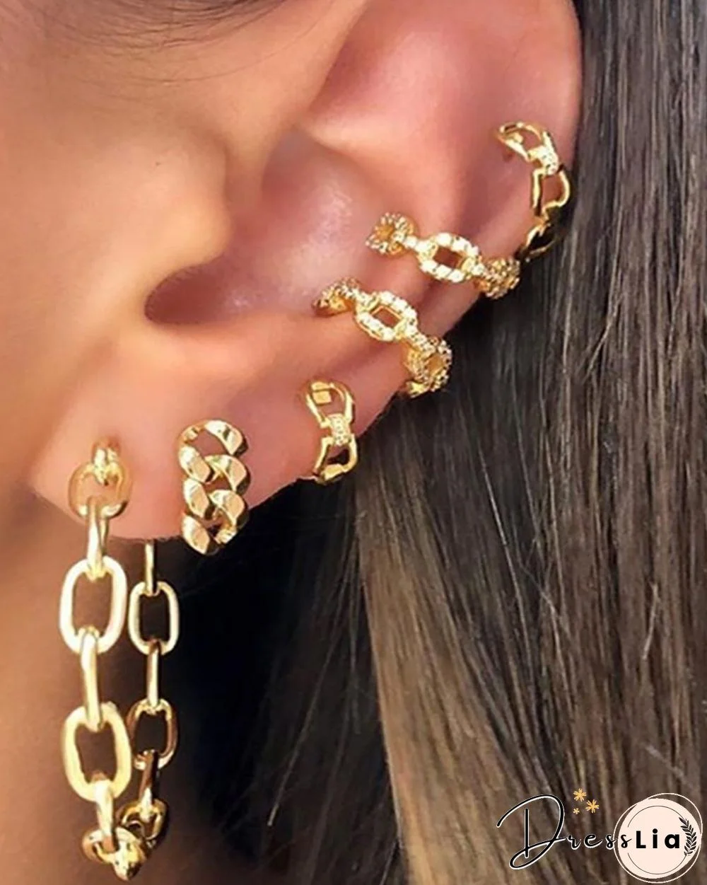 6PCS Chain Earrings & Ear Cuff Set