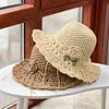 Elegant Crochet Straw Hat with Ruffle Detail