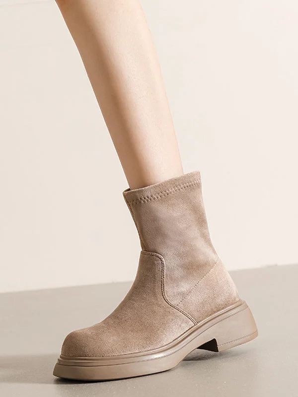 Round-Toe Split-Joint Boots