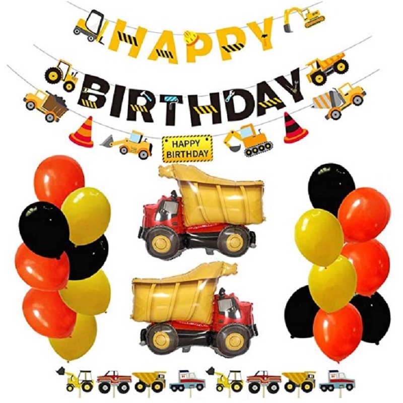 

48 piece set of architectural engineering car party theme decoration, 501 Original