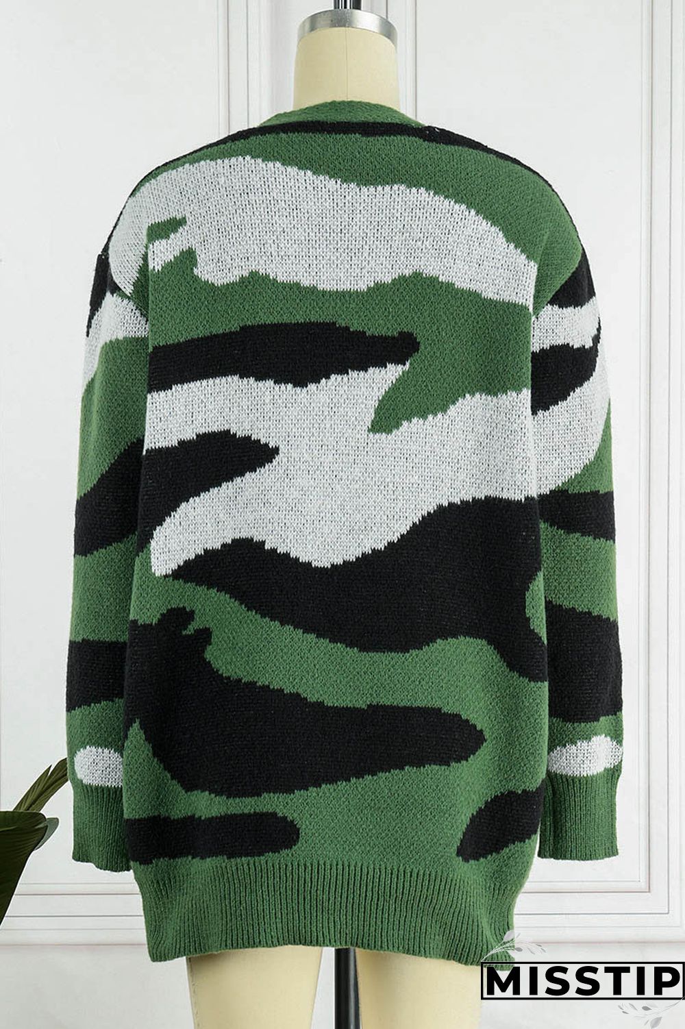 Green Casual Print Camouflage Print Patchwork Outerwear