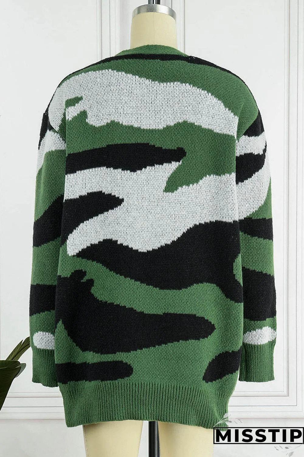 Green Casual Print Camouflage Print Patchwork Outerwear