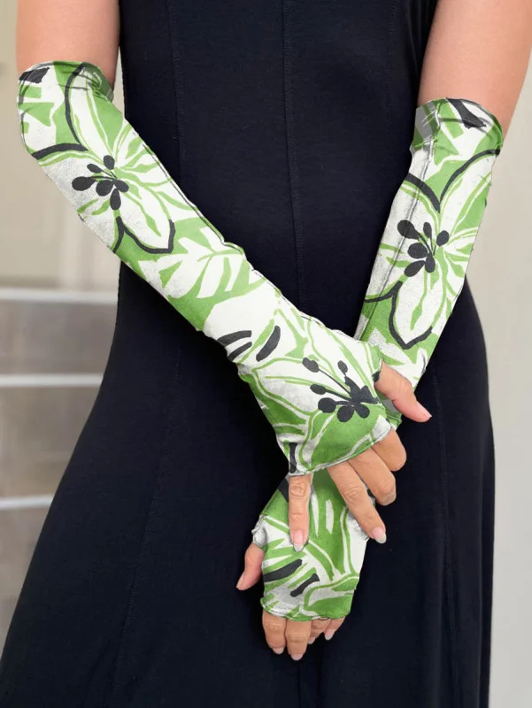 Fashion floral sleeve decoration fingerless sleeve gloves sun protection