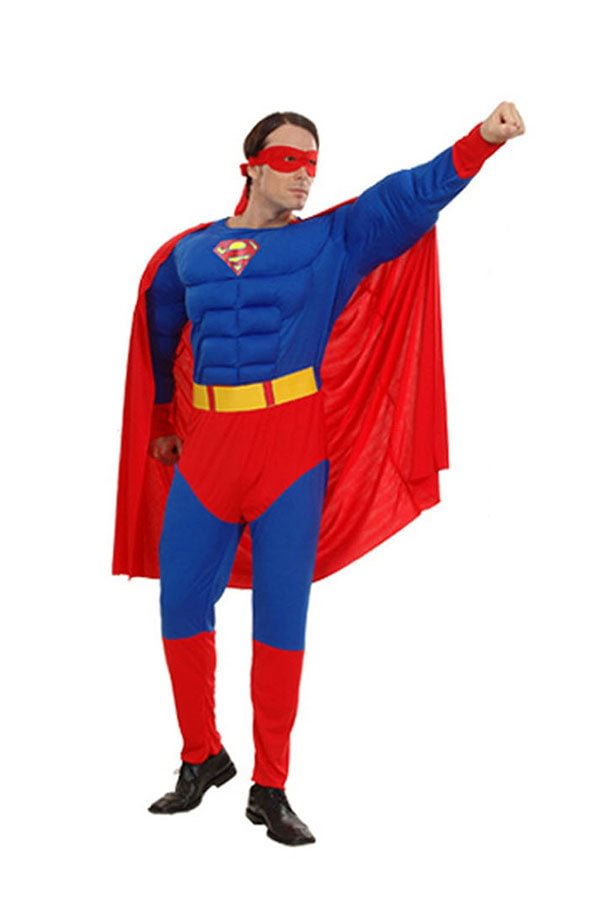 Halloween Cosplay Muscle Spiderman Jumpsuit Adults Man Costume Blue-elleschic