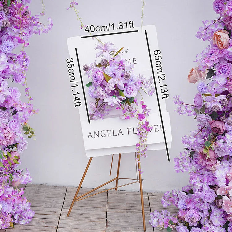 A8645 Purple Roses Cherry Blossom  Wedding Backdrop Arch Floral Arrangement