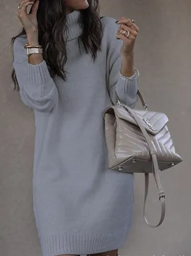 Women's Floral Printed Graphic Turtle Neck Long Sleeve Maxi Dress