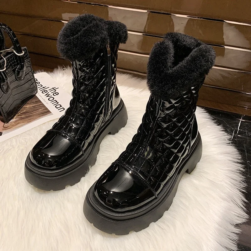 Sexy Women's Winter Boots 2021 New Fashion Fur Plush White Snow Boots For Women Black Beige Platform Ankle Boot Female Designer
