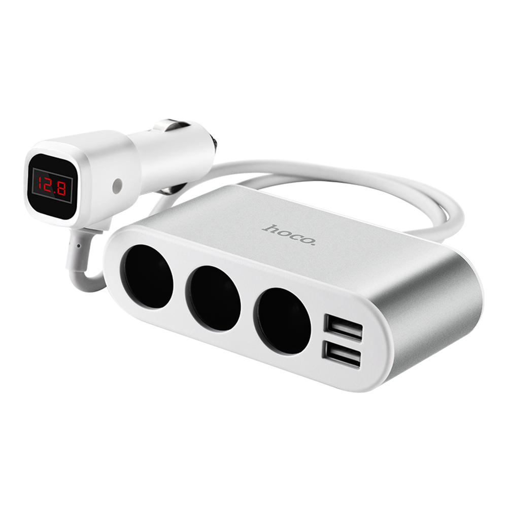 

HOCO Z13 Dual USB 2.1A Car Charger LED 3 Sockets Cigarette Lighter Adapter, 501 Original