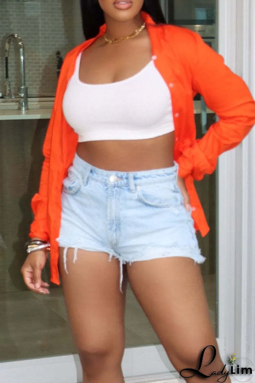 White Casual Solid Patchwork Buckle Asymmetrical Turndown Collar Tops