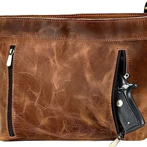 Concealed Carry Delaney Distressed Leather Crossbody Bags for Women