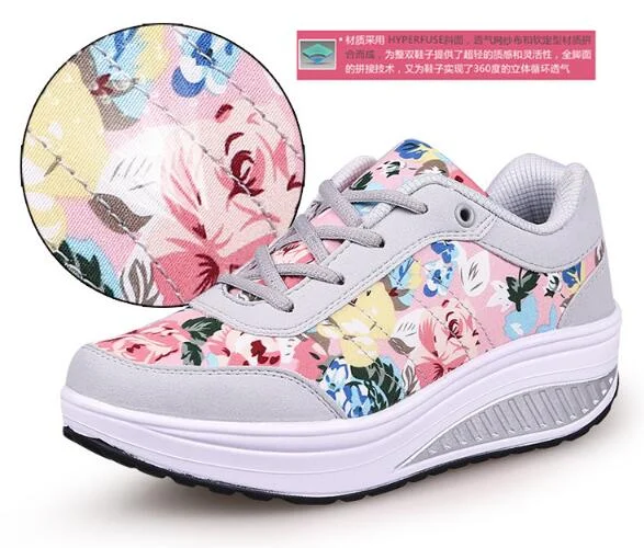 New Fashion Breathable Women's Casual Sports Shoes Women Wedge With Thick Sole Rocking Shoes Women Sneakers Zapatillas Mujer