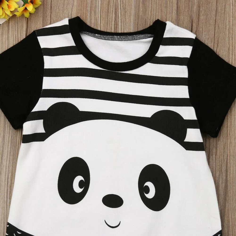 2019 Baby Summer Clothing Newborn Toddler Baby Boy Girl Cartoon Panda Print Romper Jumpsuit Short Sleeve Casual Outfit 0-3T