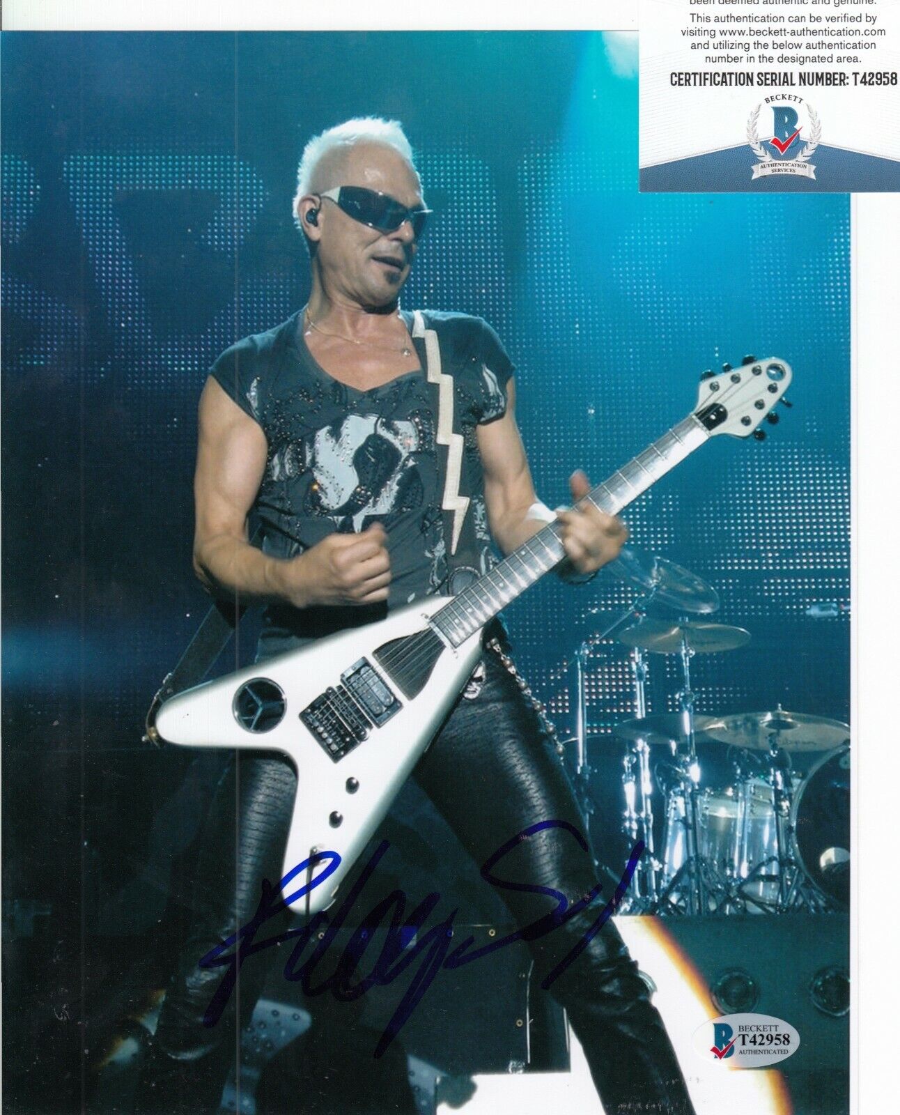 RUDOLF SCHENKER signed (SCORPIONS) Rock You Like a Hurricane 8X10 BECKETT T42958