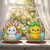 2pcs/set DIY Special Shape Diamond Painting Easter Bunny Egg Wooden Desk Ornament Craft Decor Kit