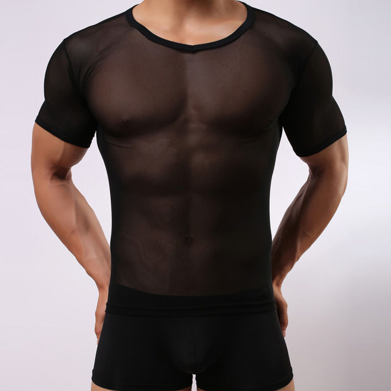 Men's Tight Sexy Mesh Short-Sleeved T-shirt