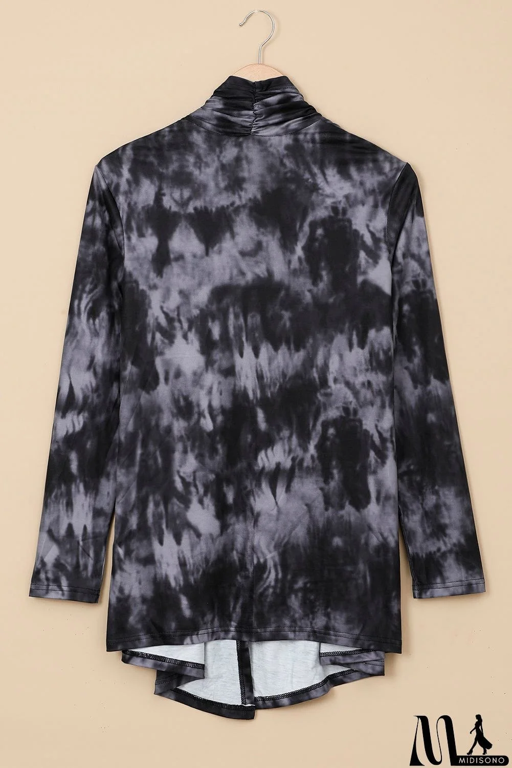MidiSono - Black Gray Tie Dye Lightweight Cardigan