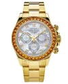 Rolex Cosmograph Daytona Yellow Gold Orange Sapphire MOP Dial Watch 116578SACO