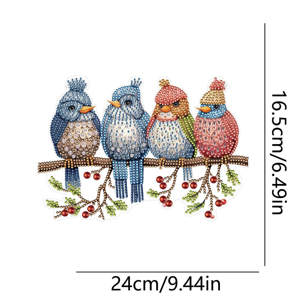 DIY Birds on Branch Acrylic Single-Sided Diamond Painting Hanging Pendant