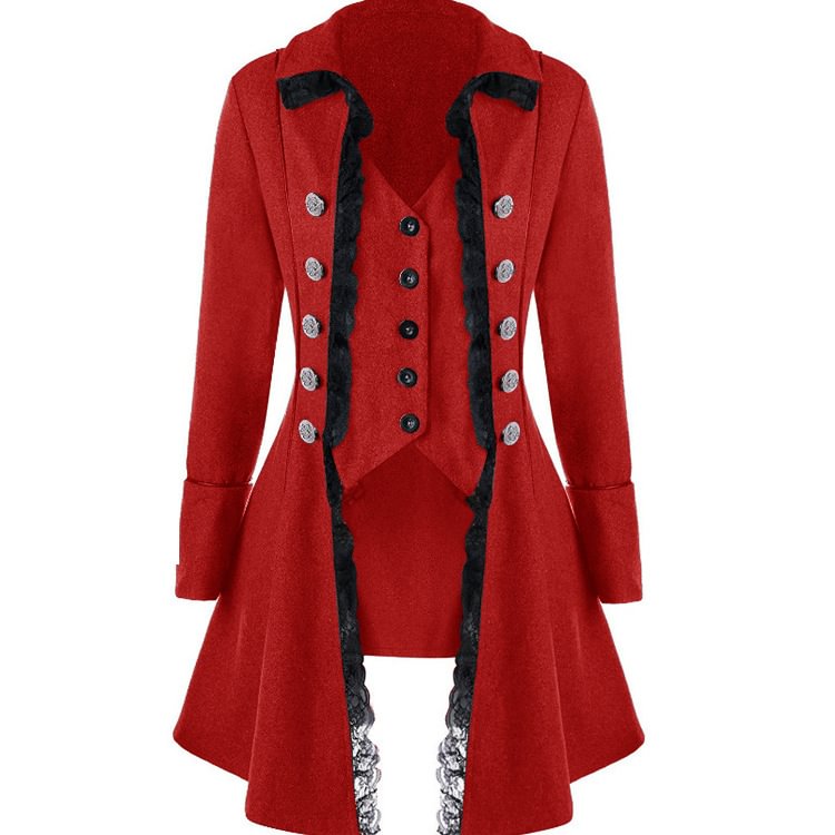 Women's Medieval Long Sleeve Three Breasted Irregular Coat