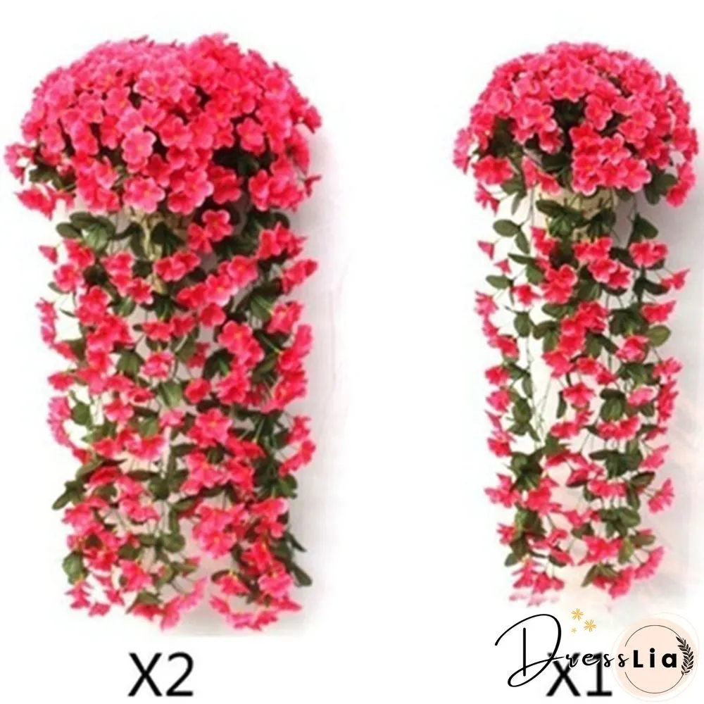 Colors 1Pcs Home Simulation Hanging Wall Artificial Fake Silk Violet orchid Flower Rattan