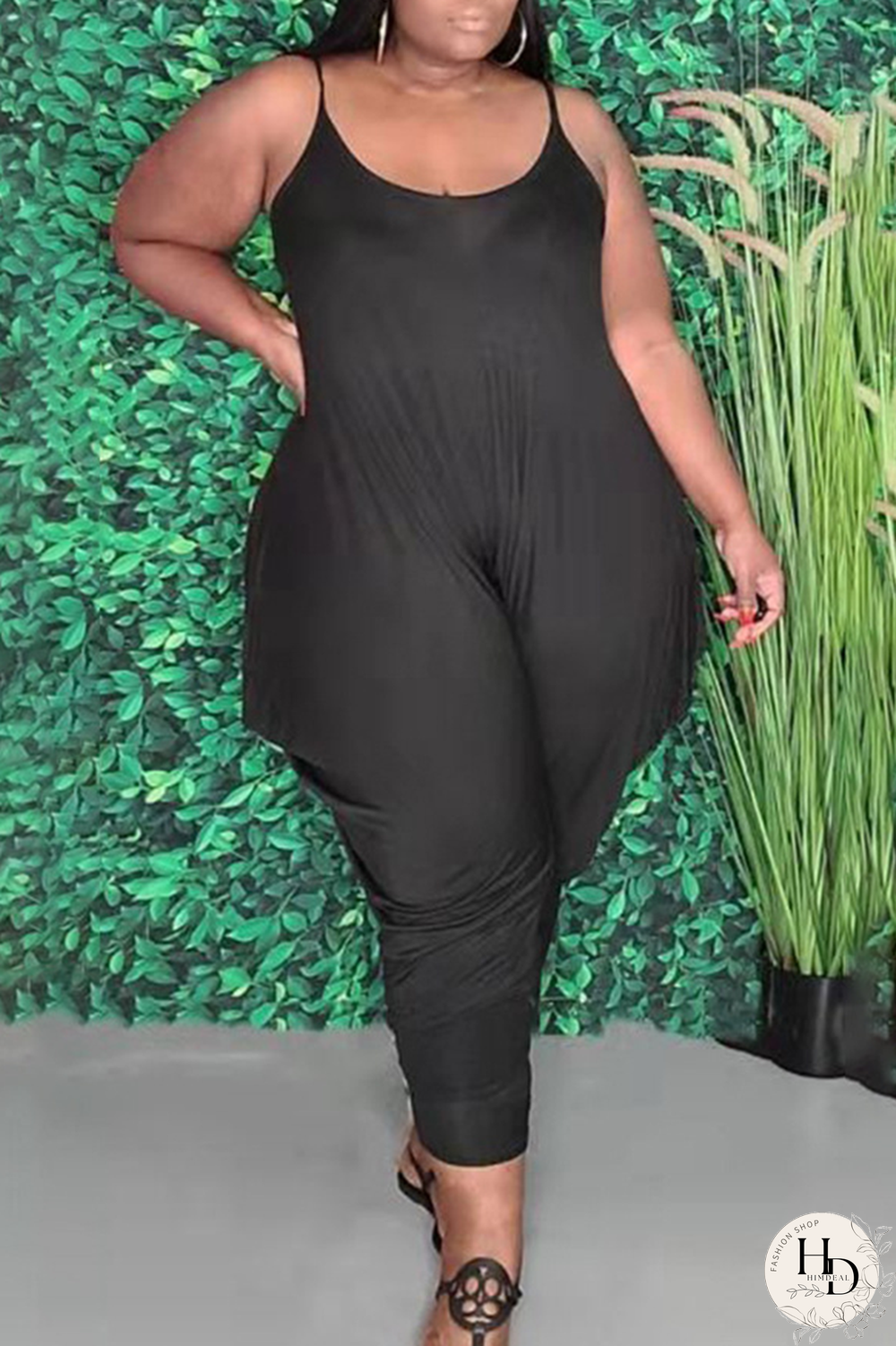 Sky Blue Casual Solid Split Joint Spaghetti Strap Plus Size Jumpsuits